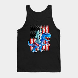 Dino Statue Of Liberty 4Th Of July Tank Top